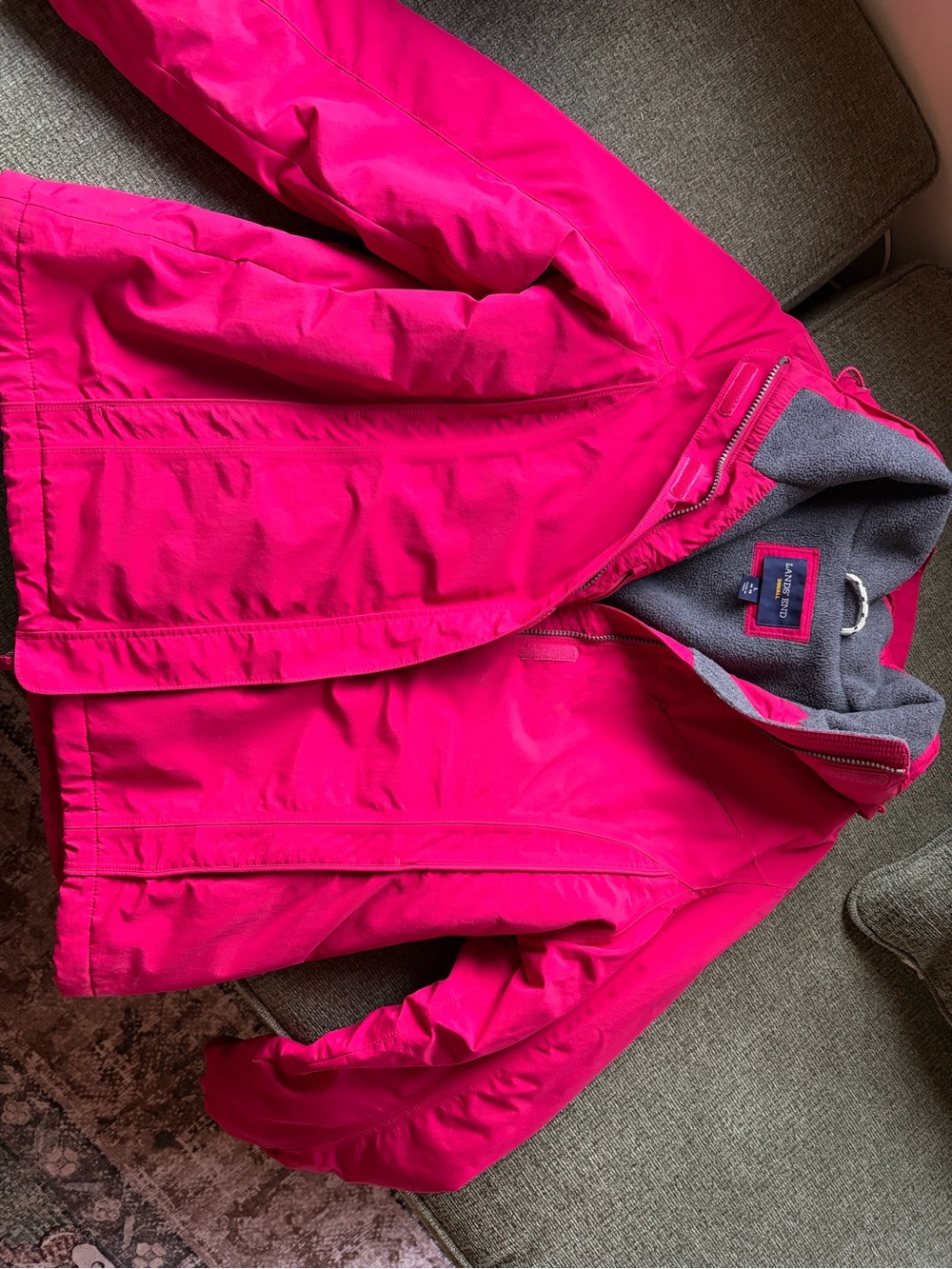 Lands' End Women’s Pink Hooded Squall Jacket
